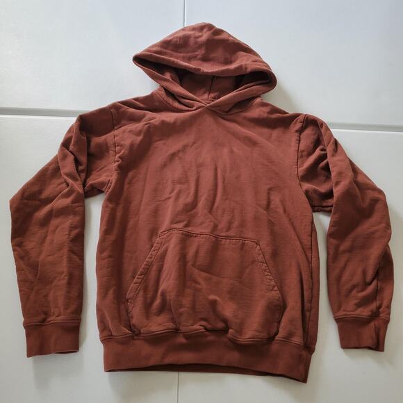 Sporty & Rich Hoodie Mens Small Rust Brown 100% Cotton Made in USA Pullover - Picture 1 of 7